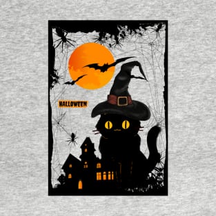 Cute Halloween Black Cat T-Shirt